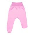 Pink baby footed pants. child footie trousers isolated on white background Royalty Free Stock Photo