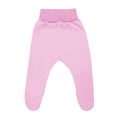 Pink baby footed pants. child footie trousers isolated on white background Royalty Free Stock Photo