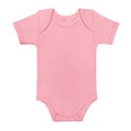 Pink baby girl shirt bodysuit with short sleeve isolated on a white background. Mock up for design and placement of logos. Copy