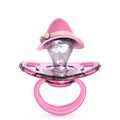 Pink baby pacifier with lady hat Baby GIRL symbol 3D Royalty Free Stock Photo