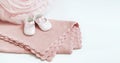 Pink baby plaid decorated with lace. Royalty Free Stock Photo