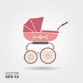 Pink baby pram icon