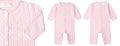 Pink baby romper mockup isolated on white background. Children romper knitted with buttons