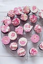 Pink baby shower cupcakes Royalty Free Stock Photo