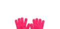 Pink baby winter gloves on a white background. isolated Royalty Free Stock Photo