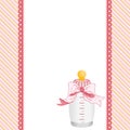 Pink background with baby bottle milk and ribbon Royalty Free Stock Photo