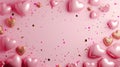 pink background with bubbles pink rose petals pink water drops Royalty Free Stock Photo