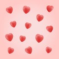 Pink background with 3d hearts icons. Valentines day. Vector illustration in 3d style.