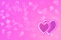 Pink background with flying transparent hearts. Unobtrusive light background abstraction is great for wallpaper or postcards. On