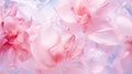 Pink background of frozen flowers in ice, concept of cryotherapy for skin care. Elegant pink petals in ice. Delicate