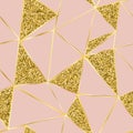 Pink background with gold lines and sparkles