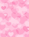 Pink background of hearts of different sizes