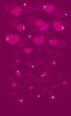 Pink background with hearts. Falling effect. Sparks Royalty Free Stock Photo