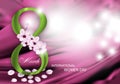 Pink Background for Holiday March 8 International Women`s Day with Digit eight and flowers, petals. Vector Royalty Free Stock Photo