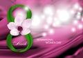 Pink Background for Holiday March 8 International Women`s Day with flower and green Digit eight. Vector Royalty Free Stock Photo