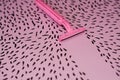 Pink background with marker drawn hairs and female razor for depilation.