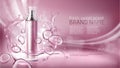 Pink background with moisturizing cosmetic premium products