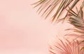 Pink Background With Palm Leaves