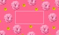 Pink background with pink and yellow flowers and text box.