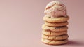 A pink background serves as the setting for a stack of three ice cream sandwiches Royalty Free Stock Photo