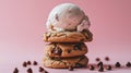On a pink background, a stack of three ice cream sandwiches is prominently displayed Royalty Free Stock Photo