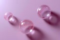 A pink background with three bubbles floating in the air, minimalist style, simple design, solid color background, soft light Royalty Free Stock Photo
