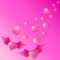 On a pink background, two hearts with wings and many hearts Royalty Free Stock Photo
