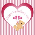 Pink background, Valentine`s Day, beautiful bear, beautiful picture, holiday, balloons in the form of hearts pink