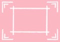 Pink background with vintage white painted corners and square border with copy space. Romantic frame with rose backdrop Royalty Free Stock Photo