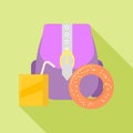Pink backpack lunchbox icon, flat style Royalty Free Stock Photo