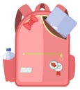 Pink backpack. School girl bag cartoon icon Royalty Free Stock Photo