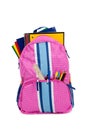 Pink backpack with school supplies