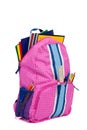 Pink backpack with school supplies