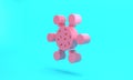 Pink Bacteria icon isolated on turquoise blue background. Bacteria and germs, microorganism disease causing, cell cancer