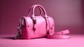 Pink bag,Female pink leather handbag,AI generated