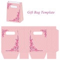 Pink bag template with flowers and dots Royalty Free Stock Photo