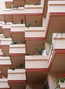 Pink balconies on modern apartment building Royalty Free Stock Photo