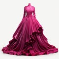 Elaborate Drapery: Moody Pink Dress With Long Sleeves