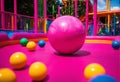 Pink Ball Rolls in Colorful Playground