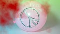 Pink ball with symbols of pacifism in blood vapors