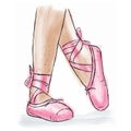 Pink ballerina shoes. Ballet pointe shoes with ribbon. Royalty Free Stock Photo