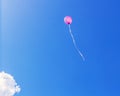 Pink balloon on blue sky background