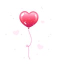 Pink balloon in form of a heart with golden sparkles Royalty Free Stock Photo