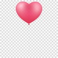 Pink balloon heart isolated on a transparent background. Graphic element for your design. Happy Valentines Day. Romantic, realisti