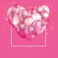 Pink balloon heart vector background