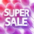 Pink balloons background with super sale sign Royalty Free Stock Photo