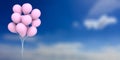 Pink balloons on blue sky background. 3d illustration Royalty Free Stock Photo