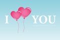 Pink balloons in blue sky I love you valentines day greeting card Royalty Free Stock Photo