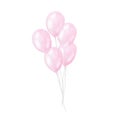 Pink balloons bundle, girl kids birthday surprise. Hand drawn watercolor illustration isolated on white background