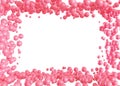 Pink balloons isolated on white background. Vibrant foreground. Frame, border with copy space in the middle. Cut out Royalty Free Stock Photo